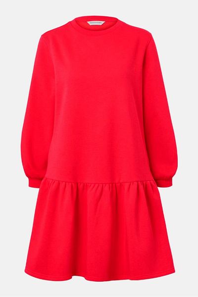 Tchibo Women Solid Sweatshirt Dress, Red