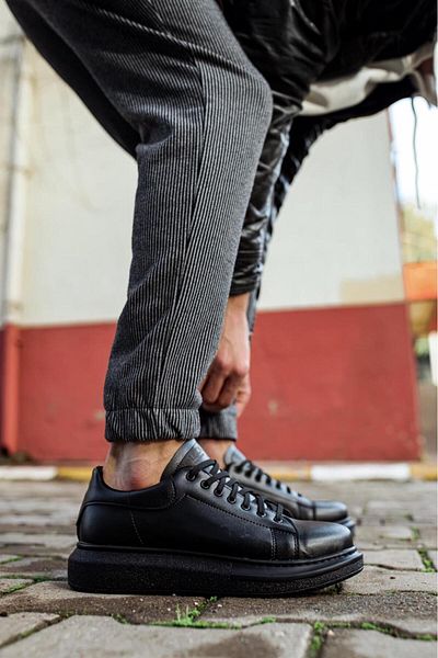 Knack High Sole Casual Shoes 044 Black (black Sole)