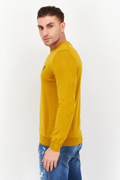 Lyle & Scott Men Crew Neck Brand Logo Sweater, Amber