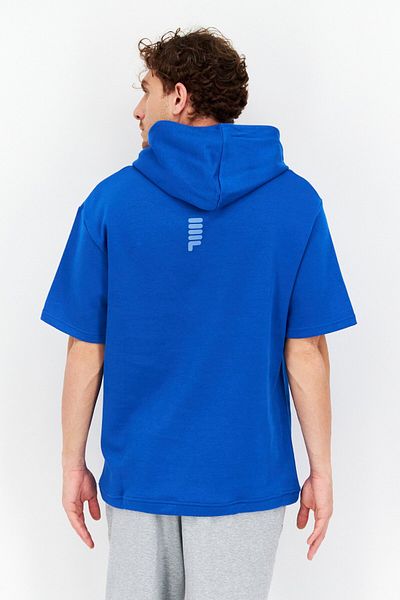 Fila Men Sportswear Fit Hood With Drawstring Short Sleeve Outdoor Hoodies, Blue