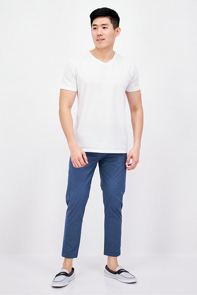 Sorbino Men Regular Fit Plain Chino Pants, Light Teal Blue