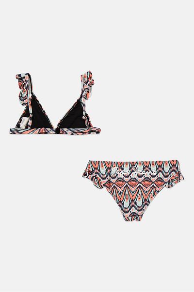 Pepe Jeans Kids Girl 2 Pieces Abstract Print Swimwear Set, Coral