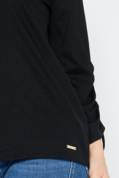 Michael Kors Women Crew Neck Long Sleeve Solid Top, Black