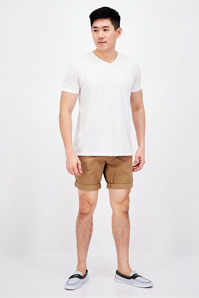Threadbare Men Regular Fit Solid Basic Short, Tan