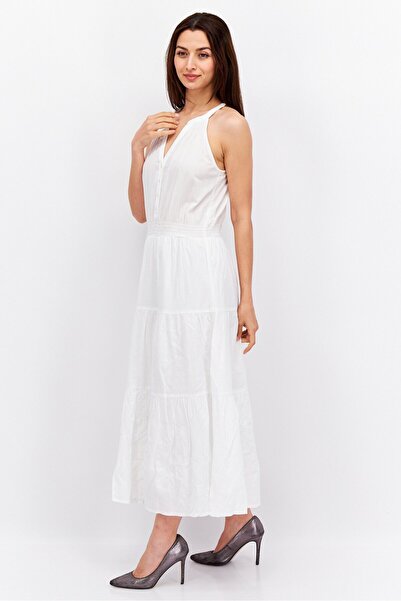 Esprit Women Solid Midi Dress, White