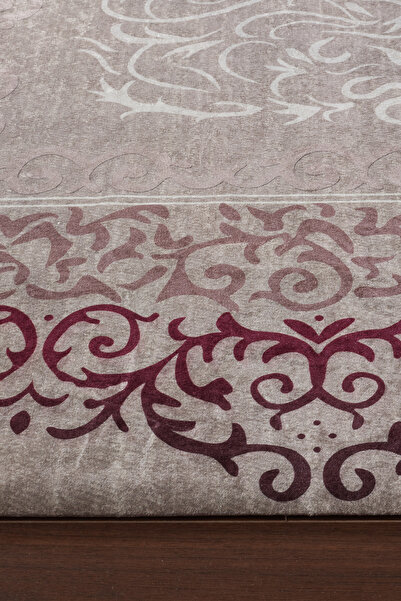 RENKLİBUTİK Modern Patterns Velvet Textured Elastic Sponge Non-Slip Washable Carpet Cover - 9 M2