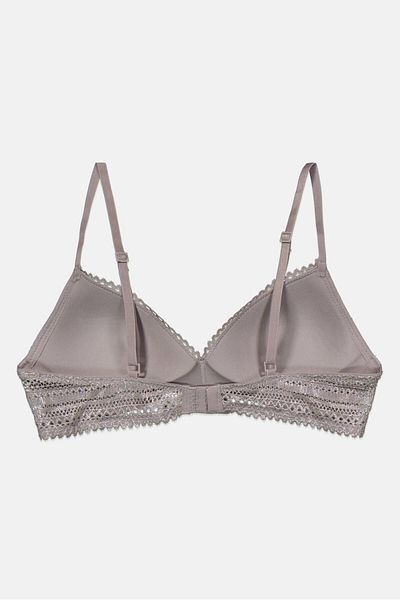 Etam Women Metallic Lightly Padded Wireless Bra, Light Grey