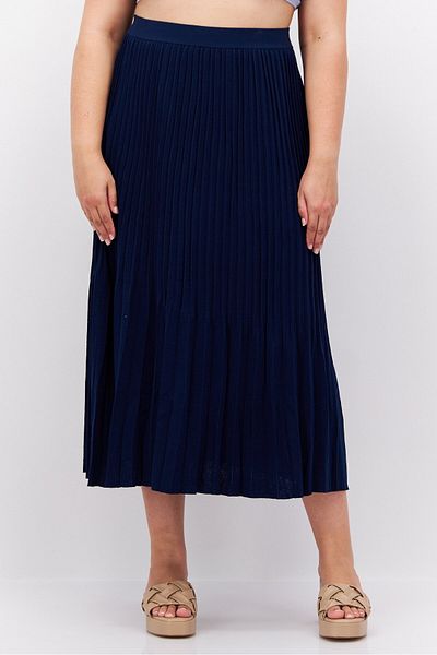 Esprit Women Textured Casual Midi Skirt, Navy