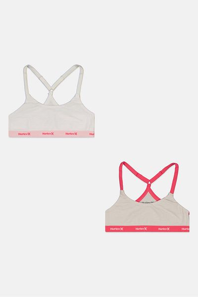 Hurley Toddlers Girl 2 Pieces Brand Logo Bralette, Pink