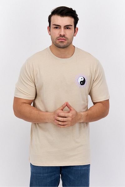 Threadbare Men Crew Neck Short Sleeves Graphic Printed T-shirt, Tan