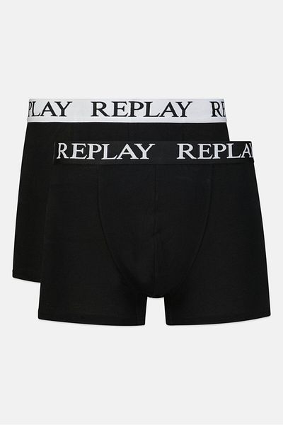 Replay Men 2 Pc Cotton Stretch Trunks, Black