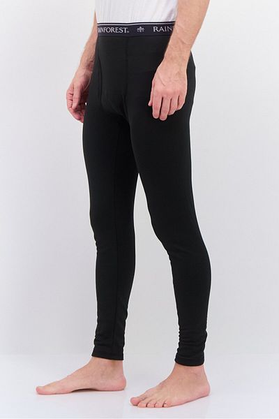 Rainforest Men Pull On Brand Logo Base Layer Pants, Black