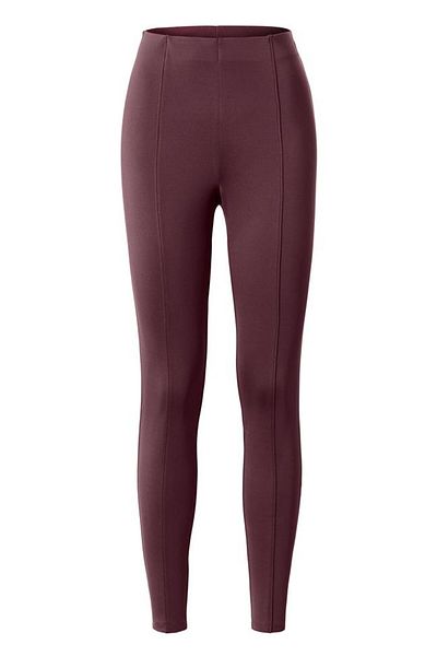 Tchibo Women Skinny Fit Pull On Plain Leggings, Dark Maroon