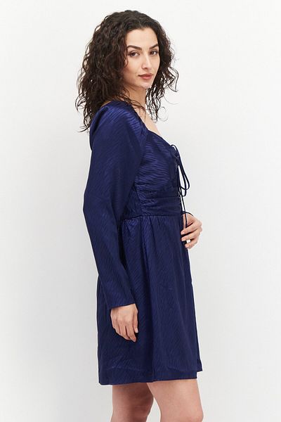 Aqua Women Ruched Square Neck Cocktail Dress, Navy Blue