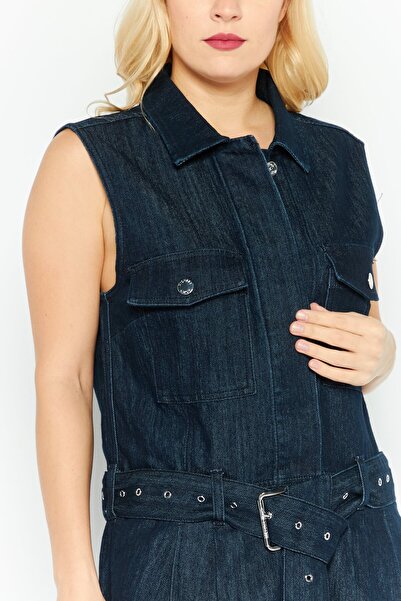 Michael Kors Women Solid Sleeveless Jumpsuit, Blue