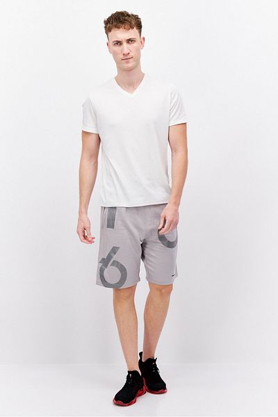 Tribe of 6 Men Brand Logo Basic Shorts, Grey