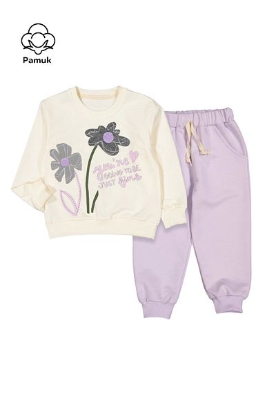 difa kids Set de sus și de jos pentru fete cu imprimeu floral și broderie