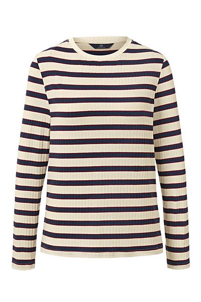 Tchibo Women Crew Neck Stripe Long Sleeve Sweatshirts, Cream Combo