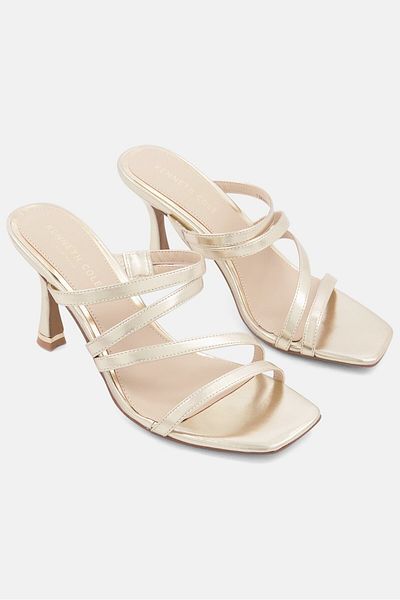 Kenneth Cole Women Slip On Square Toe Sandals, Gold