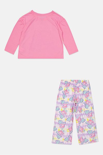 We Wear Cute Toddlers Girl 2 Piece Graphic Print Top And Bottom Pajamas, Pink Combo