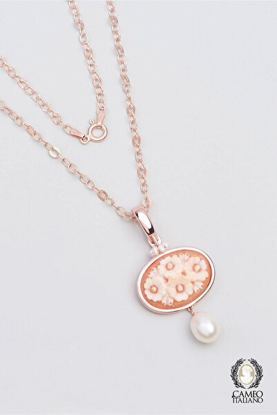 So CHIC... Cameo Italiano 18 Ayar Rose Altın Kaplama 50 Cm Gümüş Kolye