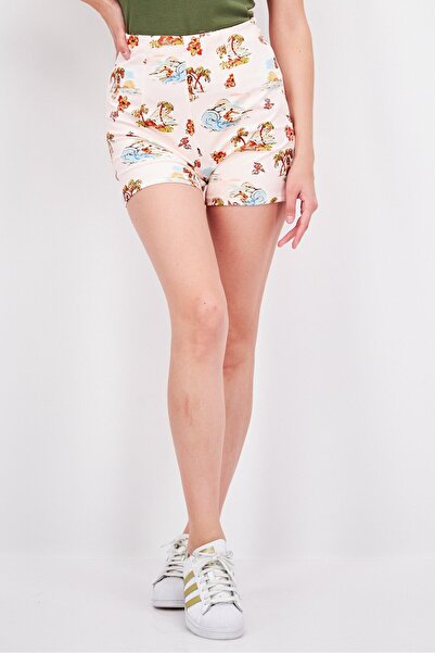 Royalty By Maluma شورت نسائي أساسي بخصر مرتفع وطبعة كاملة، لون وردي