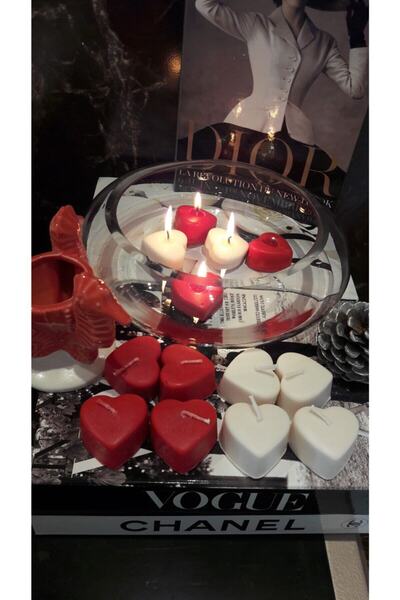 ABETE Iv Candles 10 Adet Kırmızı Suda Yüzen Kalpli Mum