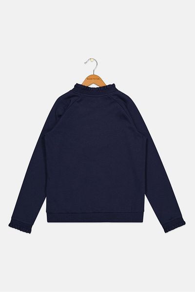 Tchibo Kids Girl Long Sleeve Textured Sweatshirt, Navy Blue
