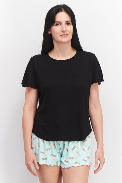 Christian Siriano Women 2 Pieces Printed Sleepwear Top And Bottom Set, Black