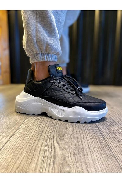Knack Παπούτσια Casual με ψηλή σόλα N75 Καπιτονέ Μαύρο (Λευκή σόλα)