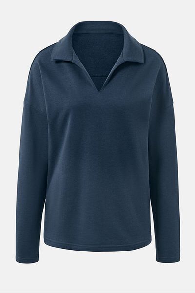 Tchibo Women Plain Long Sleeve Pajama Top, Navy Blue