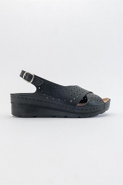 Ccway Women's Cross Strap Gel Sandals Black