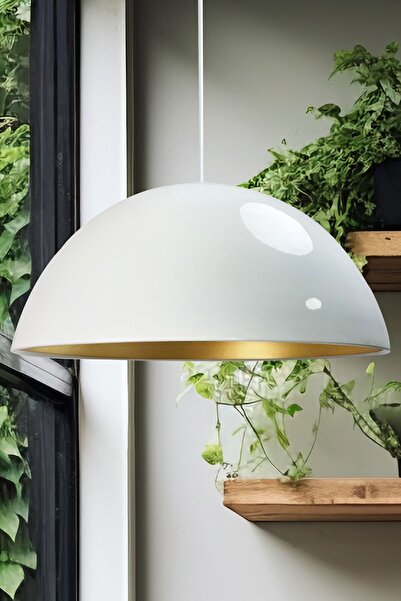 Bamyum Lipeo Beyaz Metal Sarkıt Avize Mutfak Salon Cafe Ofis Dekoratif Aydınl...