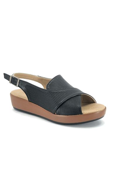 Kids Club Shoes Ayakdaş 5513 Γυναικεία πέδιλα με ίσια τακούνι ΜΑΥΡΟ