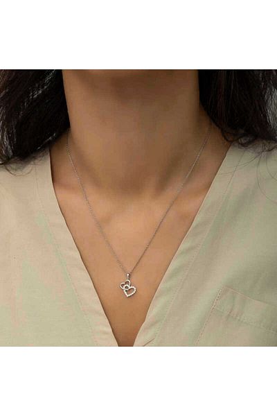ECOME 925 Sterling Silver Heart Silver Necklace