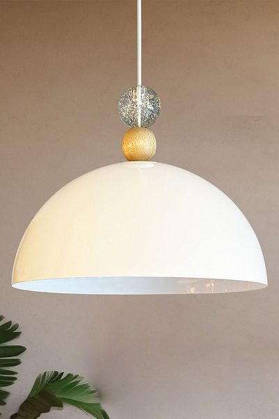 Bamyum White Crystal Beaded Chandelier - Single Pendant Lamp, Living Room and Hairdresser Decorative Lighting Patisserie