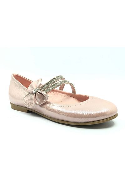 KCMN İremsu Bow Stone Velcro Pantofi de balerină pentru fete roz