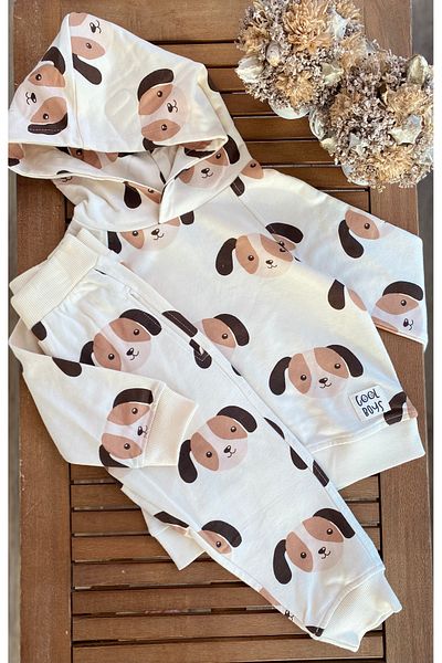 Baby Babyaden Hooded Dog Printed with Pockets No Roster Seasonal Cotton Boy's Tracksuit Suit