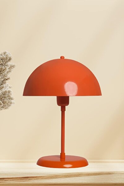 Bamyum Mantar Masa Lambası Turuncu Çalışma Lambası Dekoratif Metal Abajur Modeli Ofis Ev Aydınlatma