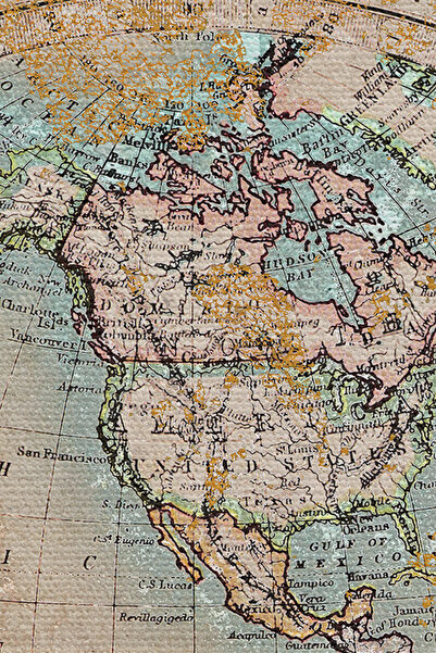 Limitless Wall Cloth Old Wintage World Map Quality Canvas Wall Tapestry-4042