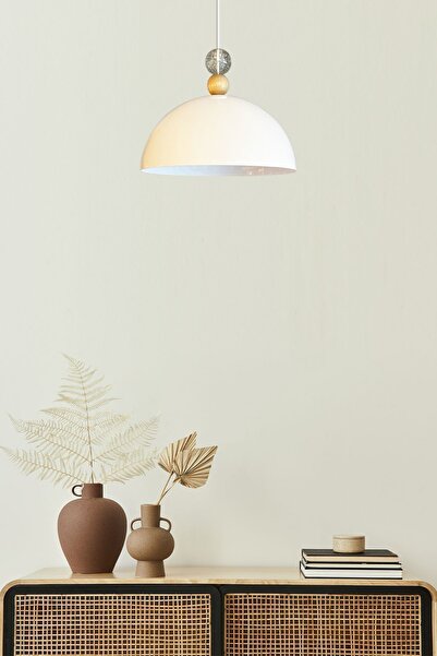 Bamyum Yimpi Beyaz Kristal Boncuk Avize Tekli Sarkıt Salon Kuaför Dekoratif Aydınlatma Pastane