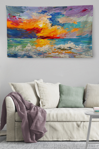 N NOXXO Tapiserie de perete din pânză de calitate, cu aspect de pictură în ulei Sky, pentru tapiserie de perete - 4002