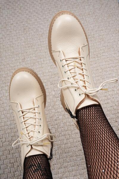 Stilbagshoes SİERRA ARKA BİYE DETAYLI HAKİKİ DERİ KADIN BOT BEJ