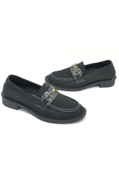 KOCAMANLAR Чорні трикотажні лофери - Feles Toka Детальні жіночі балетки