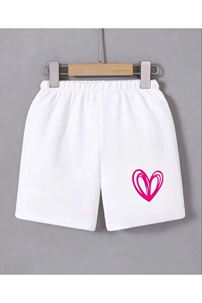 LUMİART شورت نسائي قصير بخصر مطاطي ومطبوع - أبيض