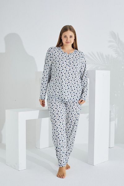 Etoile Plus Size Women's Pajamas Set - 100% Cotton, Long Sleeve 98280Bb