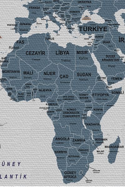 GLOBELUX Wall Cover / Carpet Detailed Current Turkish World Map Quality Canvas Fabric-3975