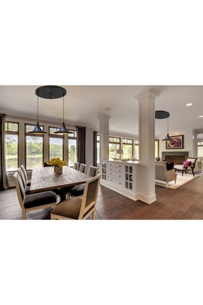 Bamyum Ikili Geniş Circle Siyah Sarkıt Sarkıt Lamba Yemek Masası Oturma Odası Mutfak Salon Otel Hol