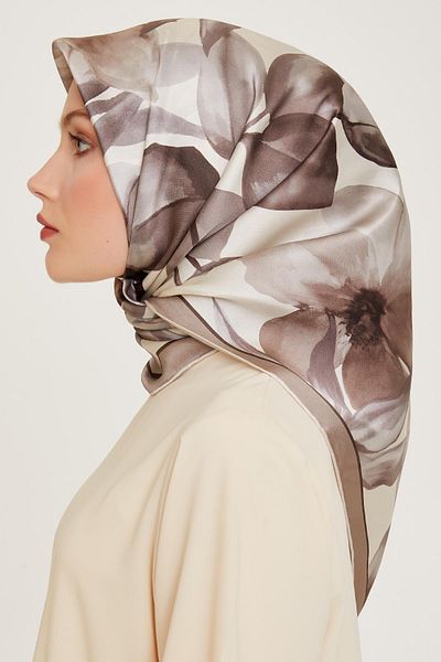 Armine Silk Scarf Winter Ecru Twill 2025 9205-33