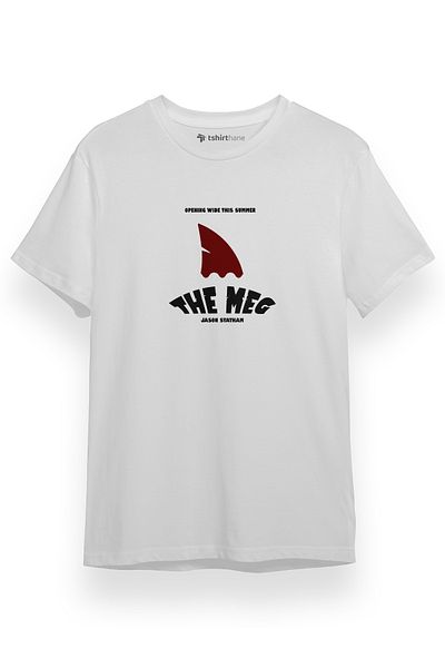 Tshirthane Λογότυπο The Meg Movie Λευκό κοντομάνικο ανδρικό μπλουζάκι